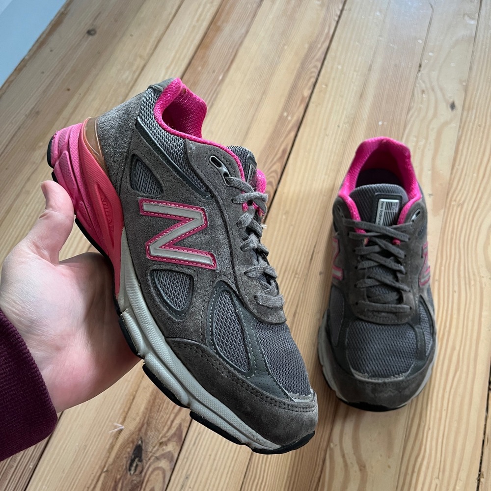 New Balance 990v4 Made in USA Grey Pink Suede Sneakers‎ W990GL4 Womens 6.5